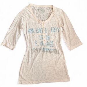 Y2K American Eagle Graphic Henley Shirt